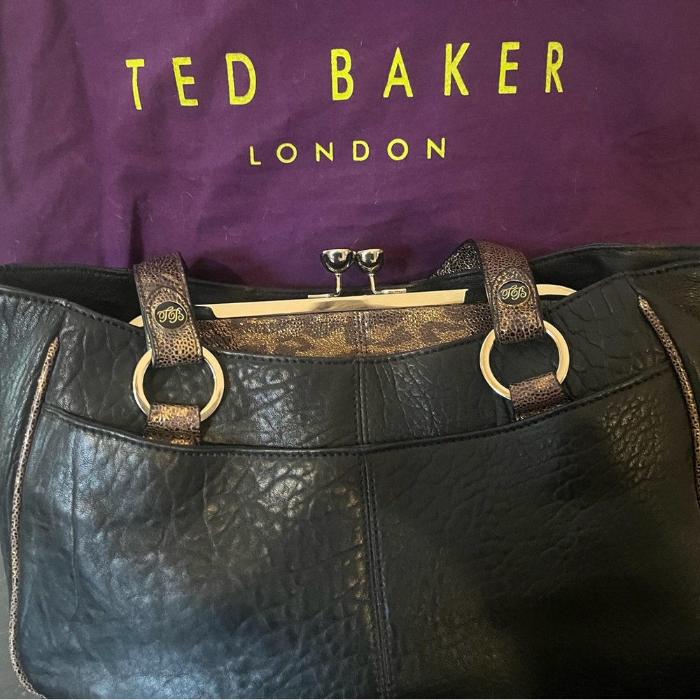 Ted Baker London  black pebbled leather purse with clutch insert